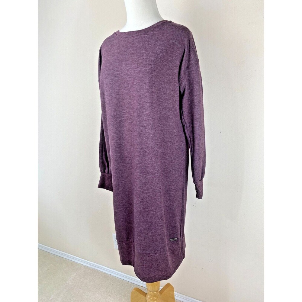 Ellen Tracy Purple Aubergine Terry Knit Lounge Sweater Dress Size S M Zip Back 
